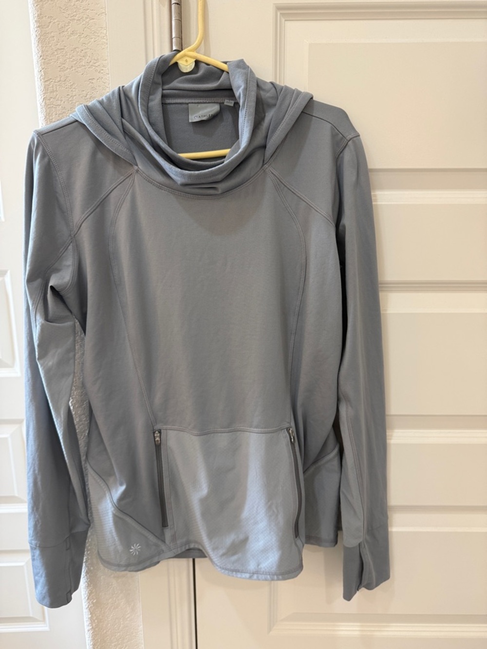 Athleta Light Gray Hoodie with Soft Stretch Fabric
